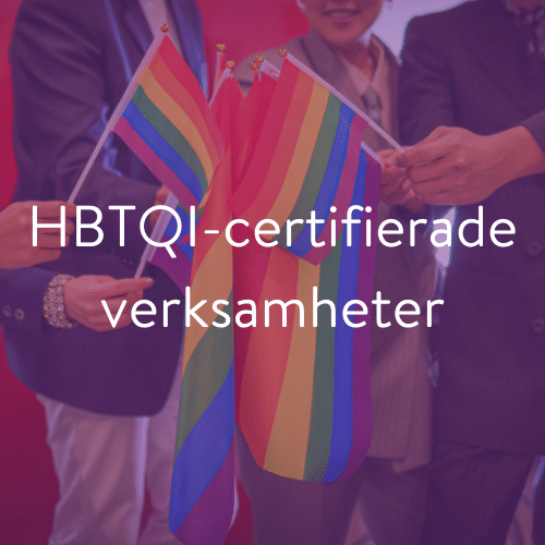 HBTQI-certifierade verksamheter lista bild med regnbågsflagga på ett kontor