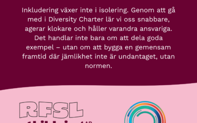 RFSL Utbildning är nu medlemmar i Diversity Charter Sweden!
